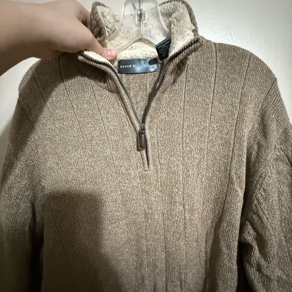 Oscar de la Renta Sherpa Lined Half Zip Sweater - Picture 5 of 6
